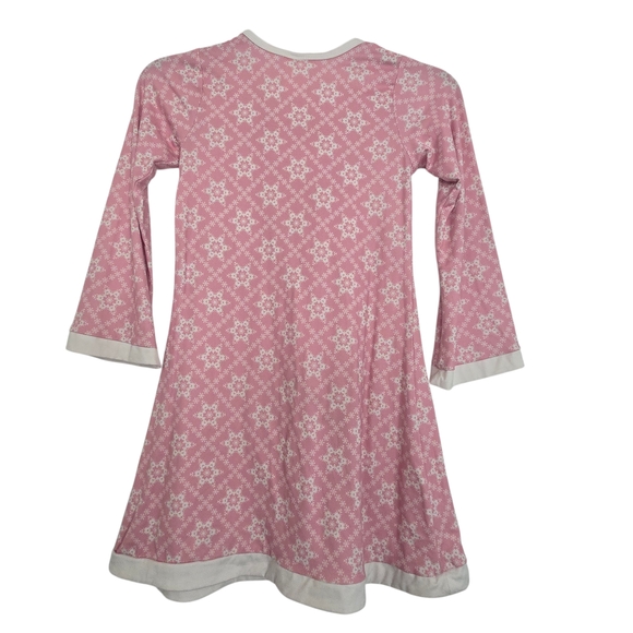 Pink Snowflake Patterned Top with White Trim - Picture 2 of 3